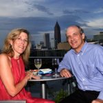 My husband and I on the Glenn Hotel rooftop during the travelgirl anniversary party.