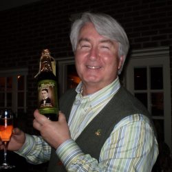 Tom Murphy at St. Patrick's Day 2009 holding a bottle of beer brewed for his dad, Joe Murphy.