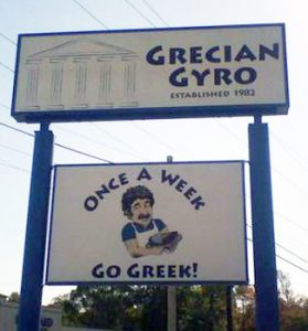sign for Grecian Gyro