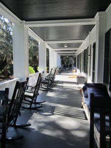 The charming porch at Greyfield Inn on Cumberland Island, off the coast of Georgia.