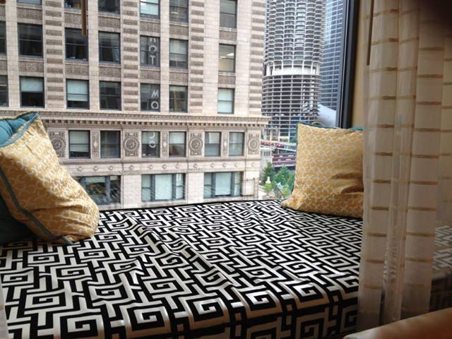 This window seat at the Hotel Monaco in Chicago is one of my favorite hotel features ever. 