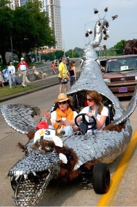 The Art Car Parade in Houston started in 1988 with 40 cars. Today, more than 250 fancified cars participate, drawing crowds of more than 250,000.